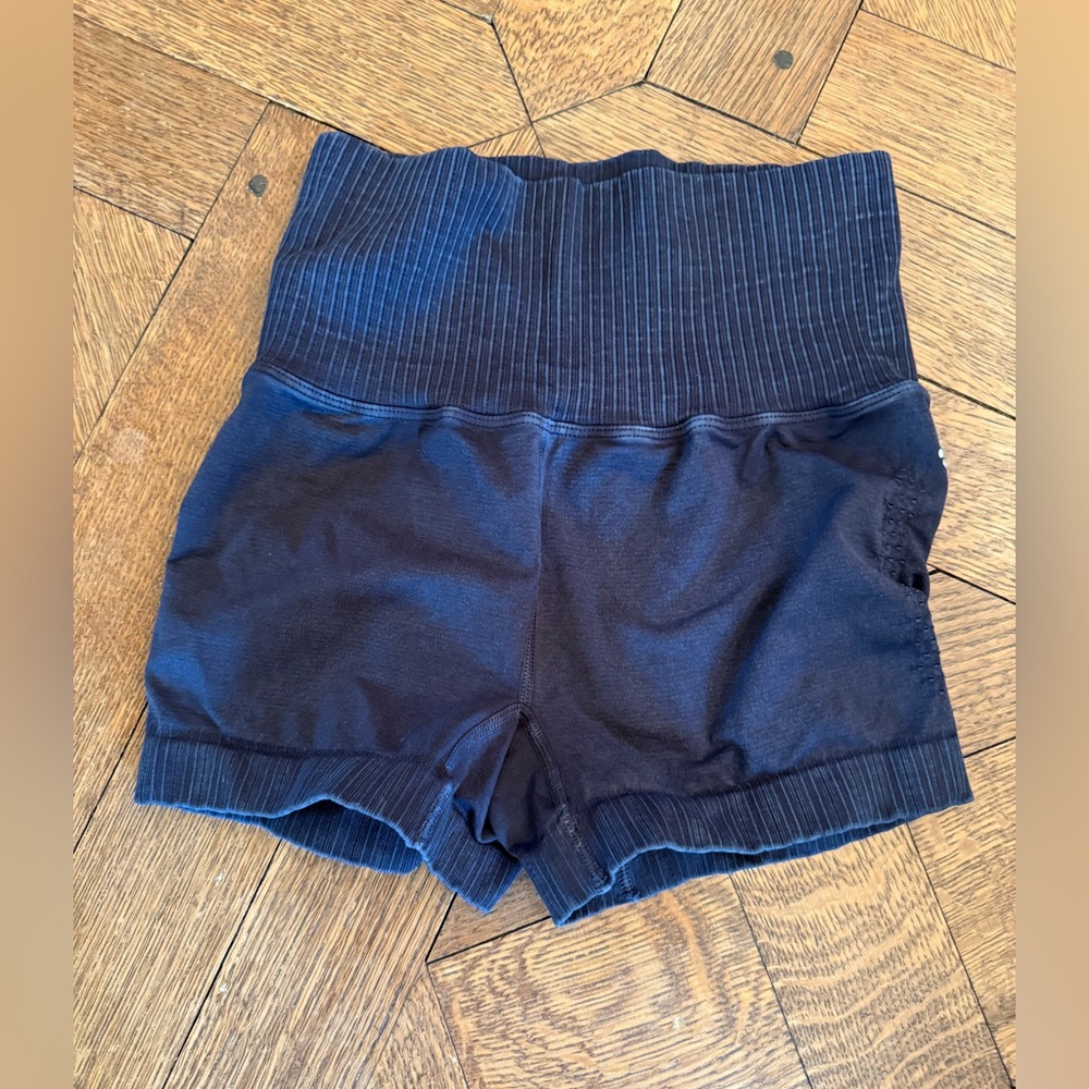 fp movement - High-Waist Ribbed Knit Women's Shorts - Black/Charcoal, xs/s